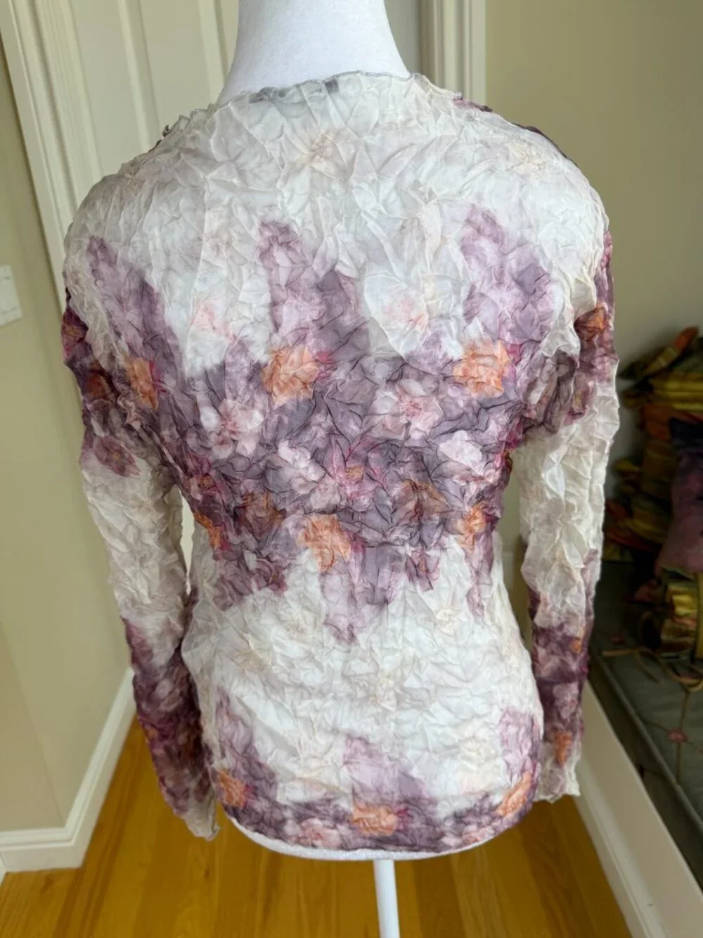 Desigual Sheer Top Muted Floral Textured Arty Pattern Blush Burgundy (M)
